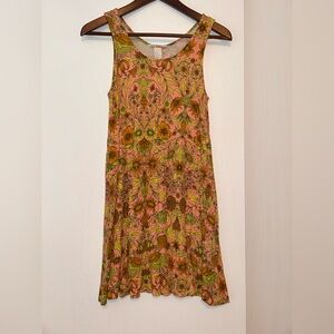 H&M Pink and Green Floral Mini Dress